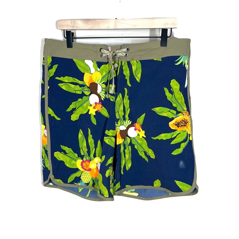 Patagonia Pataloha Blue Tropical Fruit Pattern Nylon Swim Board Short Trunks 32